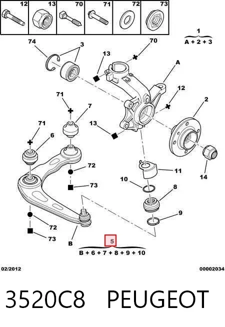 Brazo inferior izquierdo de la suspensión delantera 3520C8 Peugeot/Citroen