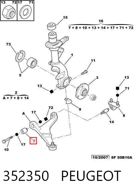 Silentblock del brazo de suspensión 352350 Peugeot/Citroen
