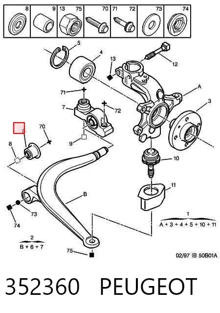 Silentblock del brazo de suspensión 352360 Peugeot/Citroen