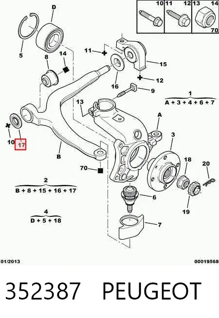 Silentblock del brazo de suspensión 352387 Peugeot/Citroen