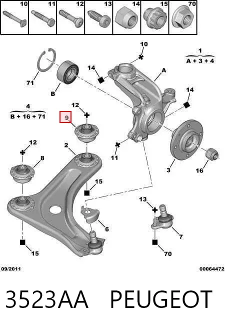 Silentblock del brazo de suspensión 3523AA Peugeot/Citroen