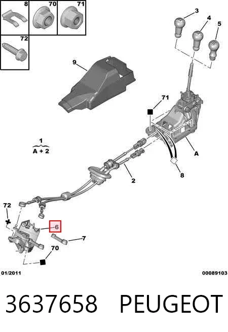 Soporte de fijación del cable de la caja de cambios 3637658 Peugeot/Citroen