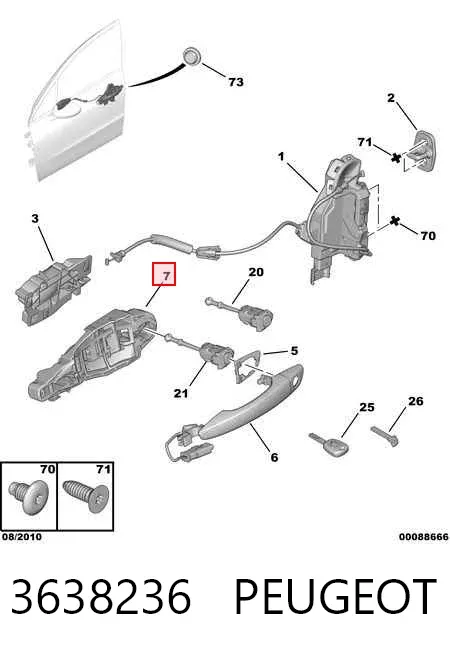 Soporte de manija exterior de puerta trasera derecha 9802977180 Fiat/Alfa/Lancia