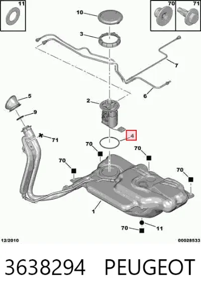 Sello de la bomba de combustible PEUGEOT 3638294