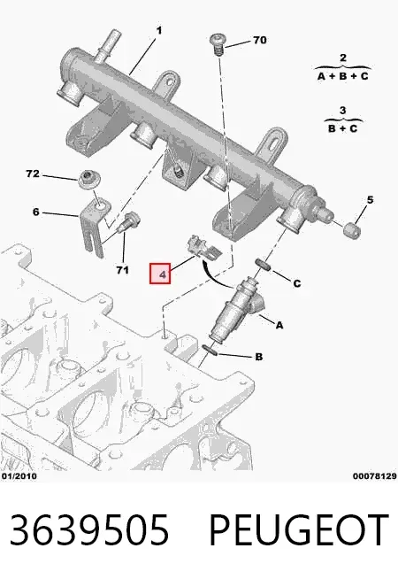 Soporte del inyector 3639505 Peugeot/Citroen