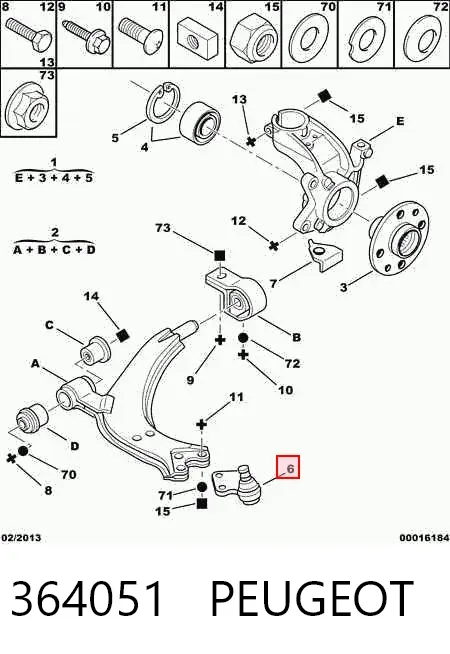 Rótula inferior de suspensión 364051 Peugeot/Citroen