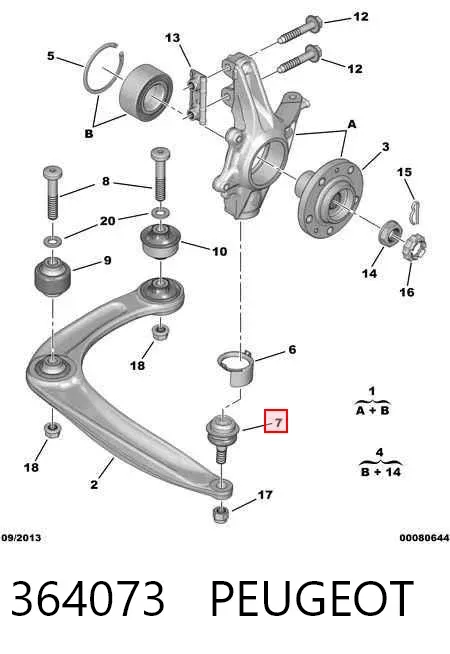 Rótula inferior de suspensión 364073 Peugeot/Citroen