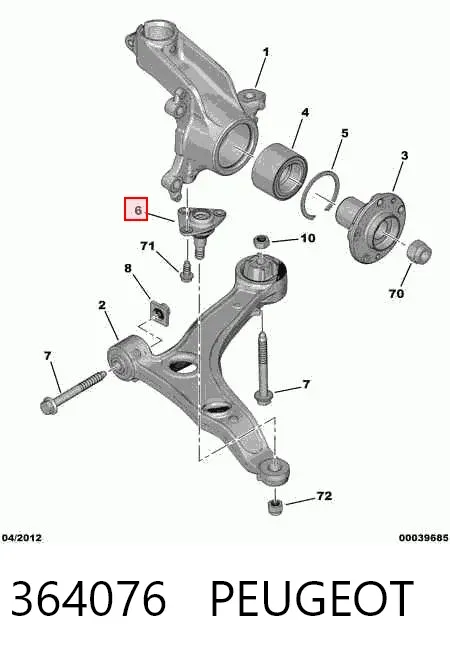 Rótula inferior de suspensión 364076 Peugeot/Citroen