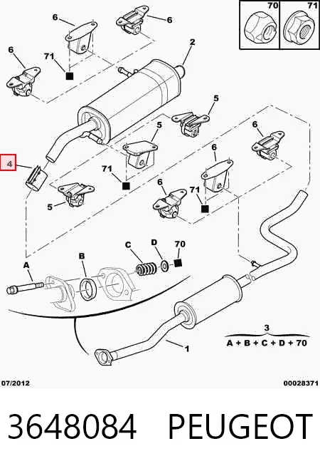 Abrazadera de sujeción delantera 3648084 Peugeot/Citroen