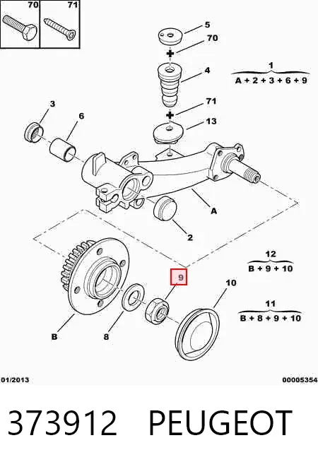 Tuerca del cubo de rueda trasera 373912 Peugeot/Citroen