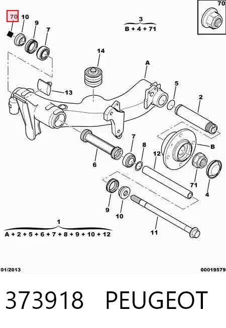 Tornillo (tuerca) de sujeción 373918 Peugeot/Citroen