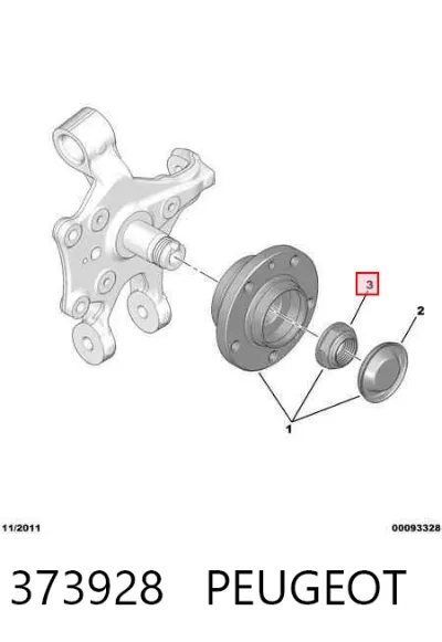 Tuerca del cubo de rueda trasera PEUGEOT 373928