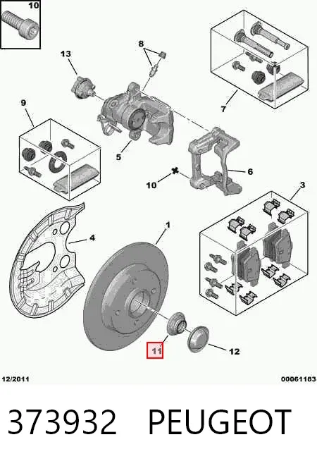Tuerca del cubo de rueda trasera 373932 Peugeot/Citroen