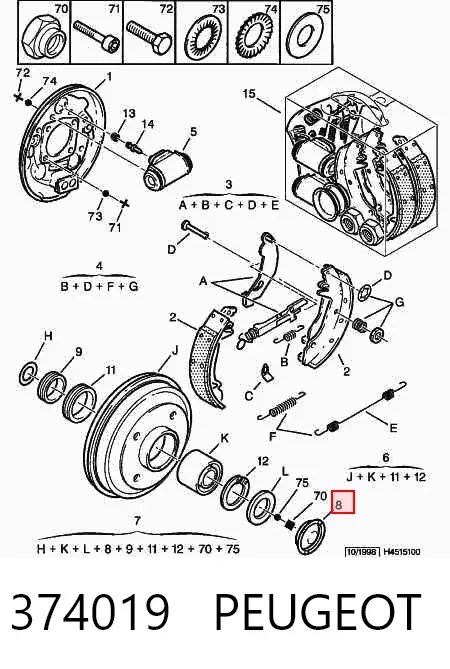 Tapa de cubo de rueda 374019 Peugeot/Citroen