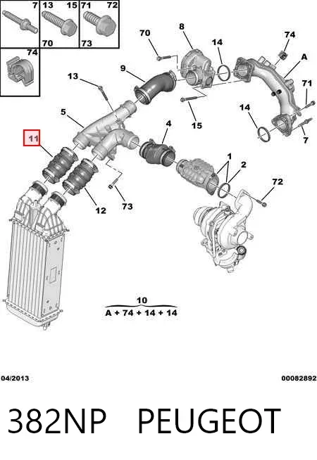 Tubo intercooler 382NP Peugeot/Citroen