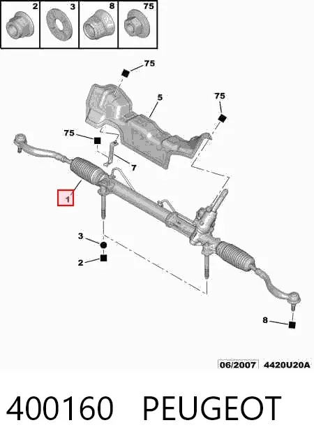 Cremallera de dirección 400160 Peugeot/Citroen