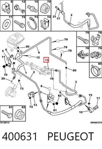 Anillo de sellado de los racores de la cremallera de dirección PEUGEOT 400631
