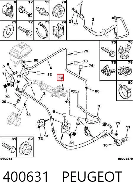 Anillo de sellado de los racores de la cremallera de dirección 400631 Peugeot/Citroen