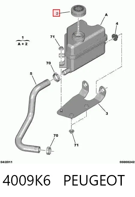 Tapa del depósito de dirección asistida 4009K6 Peugeot/Citroen