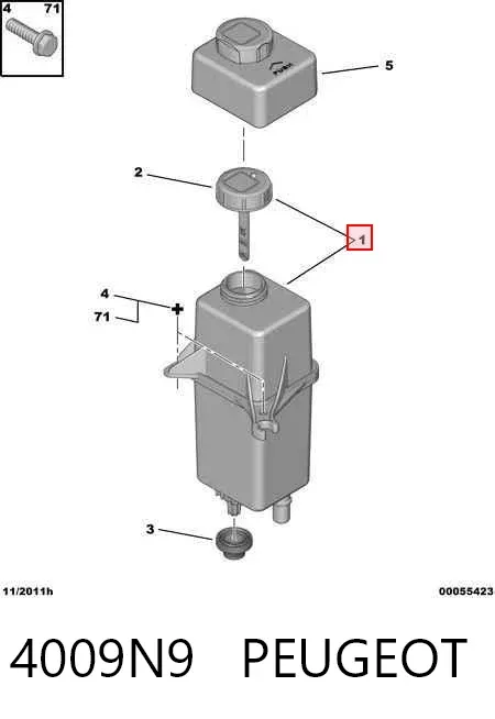 Depósito de bomba de dirección hidráulica 4009N9 Peugeot/Citroen