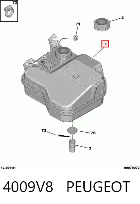 Depósito de bomba de dirección hidráulica 4009V8 Peugeot/Citroen
