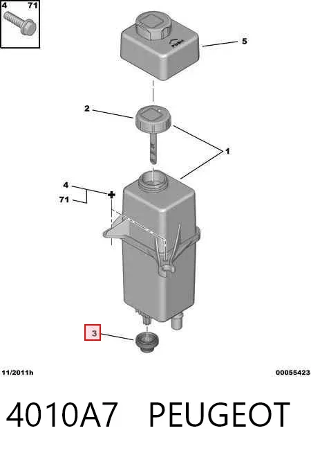 Buje de sujeción del depósito de expansión 4010A7 Peugeot/Citroen