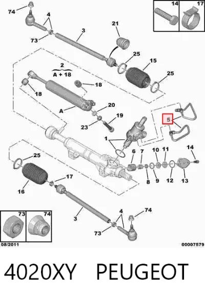 Tubos de la cremallera de dirección PEUGEOT 4020XY