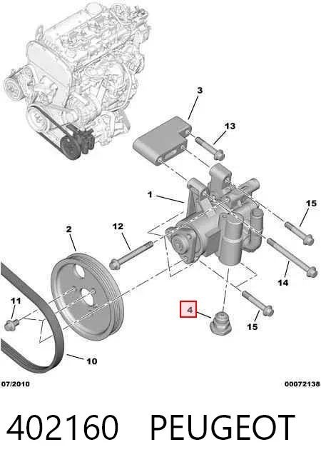 Racor de la bomba de dirección asistida a la manguera de alta presión 402160 Peugeot/Citroen