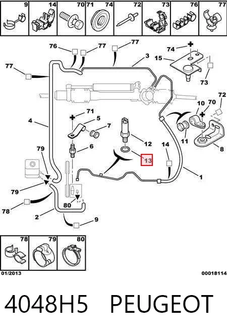 Retén de la cremallera de dirección 4048H5 Peugeot/Citroen