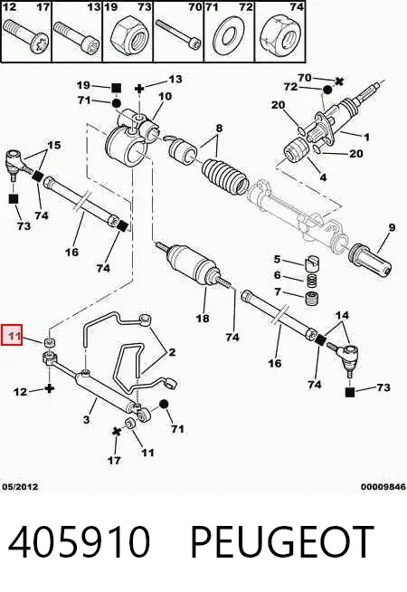 Silentblock del cilindro hidráulico de dirección 405910 Peugeot/Citroen