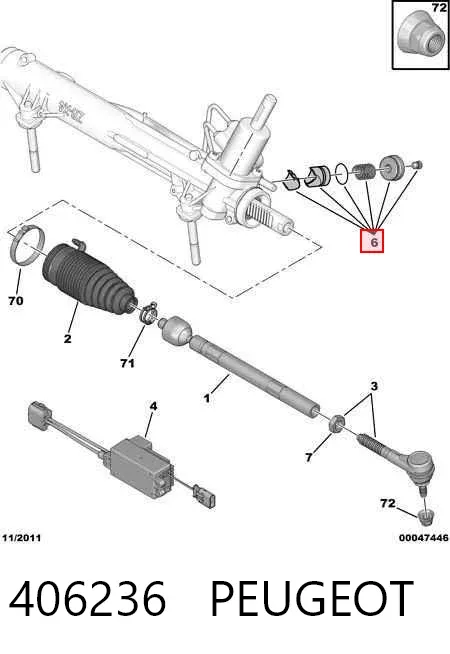 Kit de reparación, mecanismo dirección 406236 Peugeot/Citroen