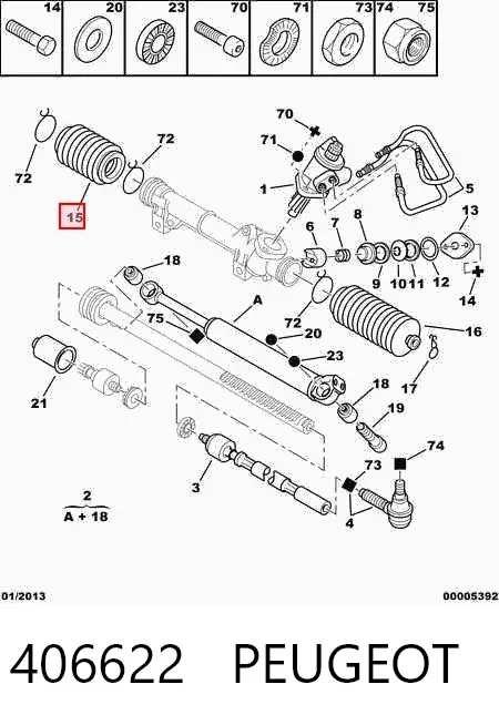 Guardapolvo de dirección derecho (cremallera) 406622 Peugeot/Citroen
