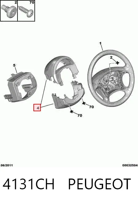Cubierta de la columna de dirección 4131CH Peugeot/Citroen