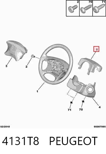 Cubierta de la columna de dirección 4131T8 Peugeot/Citroen