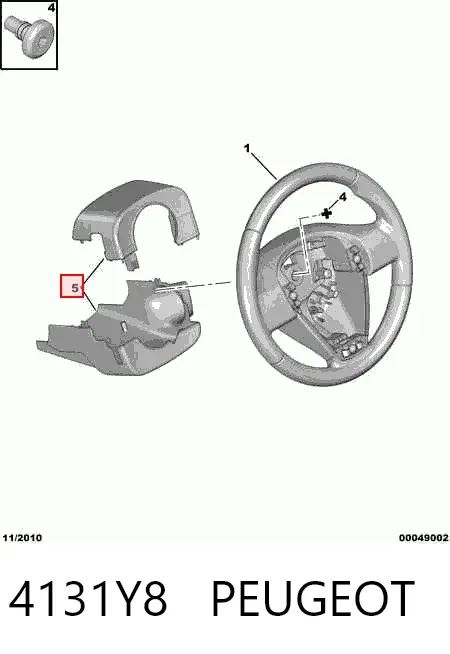 Cubierta de la columna de dirección 4131Y8 Peugeot/Citroen