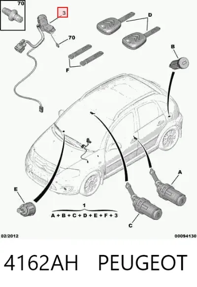 Cerradura de encendido PEUGEOT 4162AH