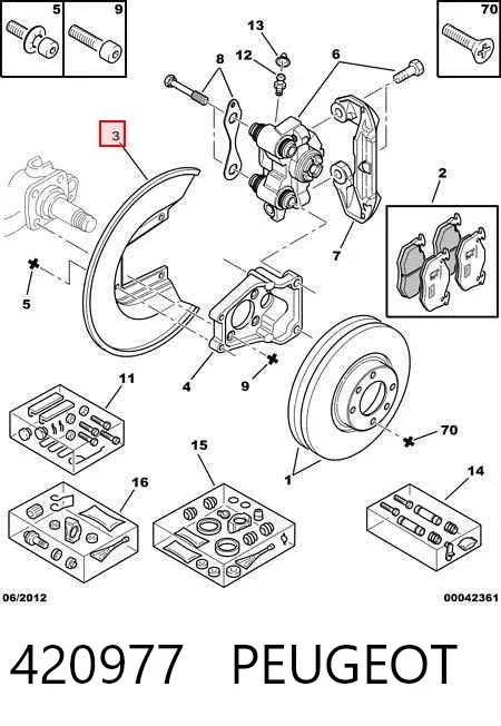 Protector de disco de freno trasero 420977 Peugeot/Citroen