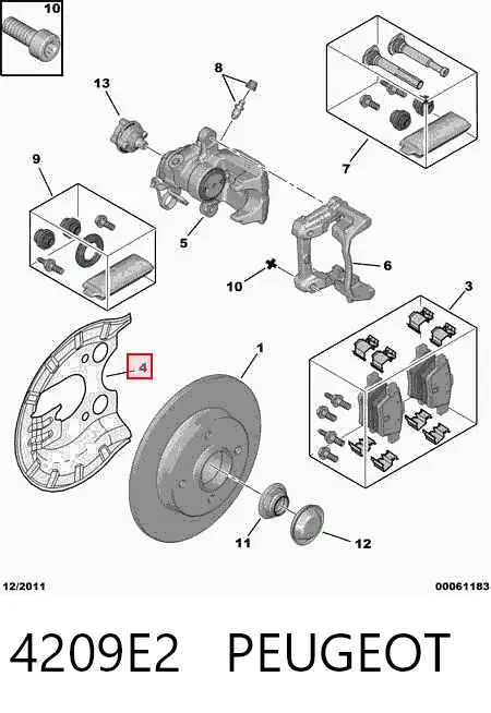 Protector de disco de freno trasero 4209E2 Peugeot/Citroen