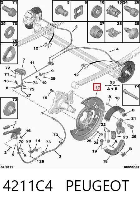 Protector de disco de freno trasero izquierdo 4211C4 Peugeot/Citroen
