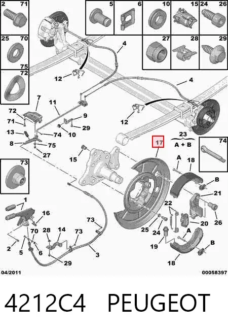 Protector de disco de freno trasero derecho 4212C4 Peugeot/Citroen
