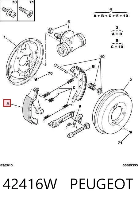 Kit de frenos de tambor, con cilindros, completo 42416W Peugeot/Citroen