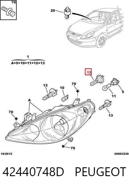 Faro derecho 42440748D Peugeot/Citroen