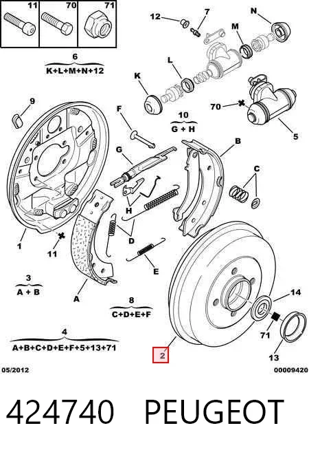 Tambor de freno trasero 424740 Peugeot/Citroen