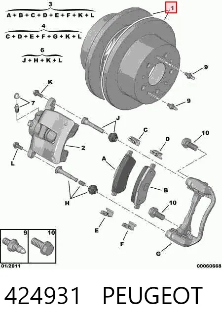 Disco de freno trasero 424931 Peugeot/Citroen