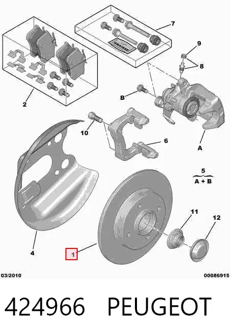 Disco de freno trasero 424966 Peugeot/Citroen