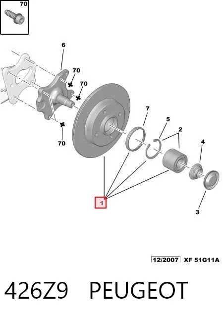 Disco de freno trasero 426Z9 Peugeot/Citroen