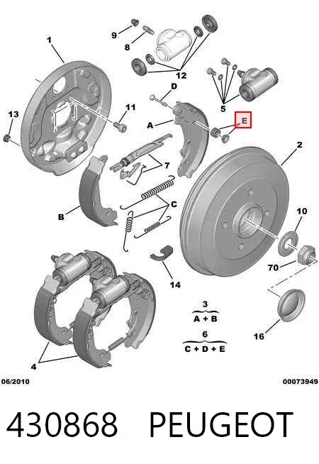 Kit de montaje de zapatas de freno traseras 430868 Peugeot/Citroen