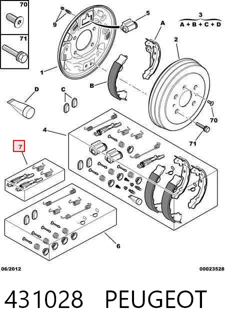 Kit de reparación de cilindro de freno trasero (tirante) 431028 Peugeot/Citroen