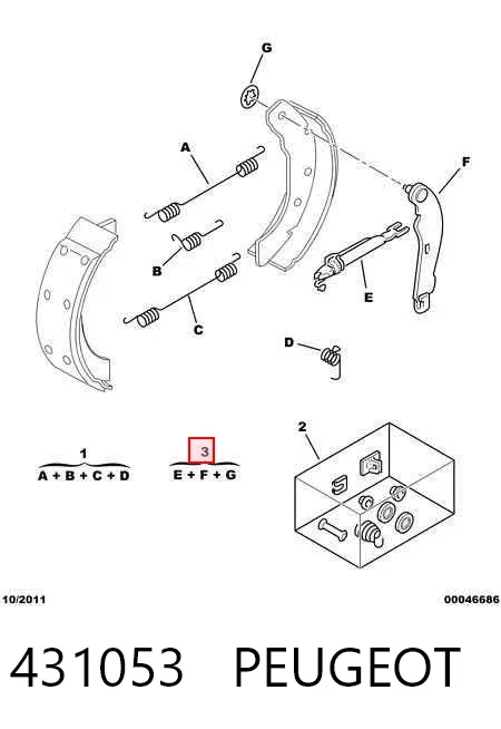 Kit de reparación del mecanismo de ajuste automático de zapatas de freno Peugeot 405 I