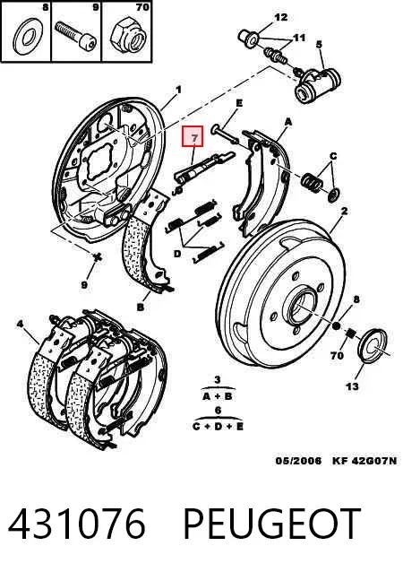 Kit de reparación del mecanismo de ajuste automático de zapatas de freno 431076 Peugeot/Citroen